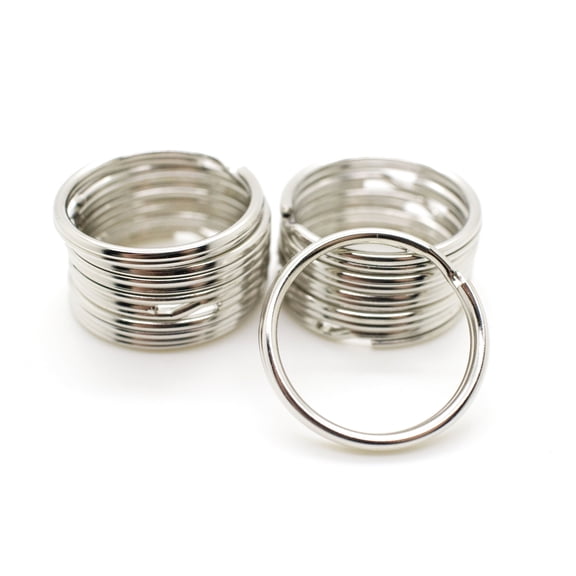 100 Pack 1-1/8 Inch (28mm) Nickel Plated Steel Split Key Rings, Heavy Duty
