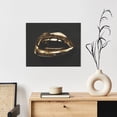 thumbnail image 6 of Xecao Golden Lips Modern Sculpture for Waterproof Framed Canvas Art - Modern Home Decor with Real Wood Frame for Gifting and Interior Design,Horizontal, 6 of 6