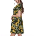 thumbnail image 2 of Vsdgher Tournesols pour Femmes Été 2025 Robes Midi Décontractées Légères Manches Courtes Col Rond Robe de Plage, 2 of 6