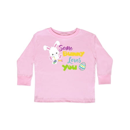 

Inktastic Some Bunny Loves You White Bunny Easter Egg Gift Toddler Boy or Toddler Girl Long Sleeve T-Shirt