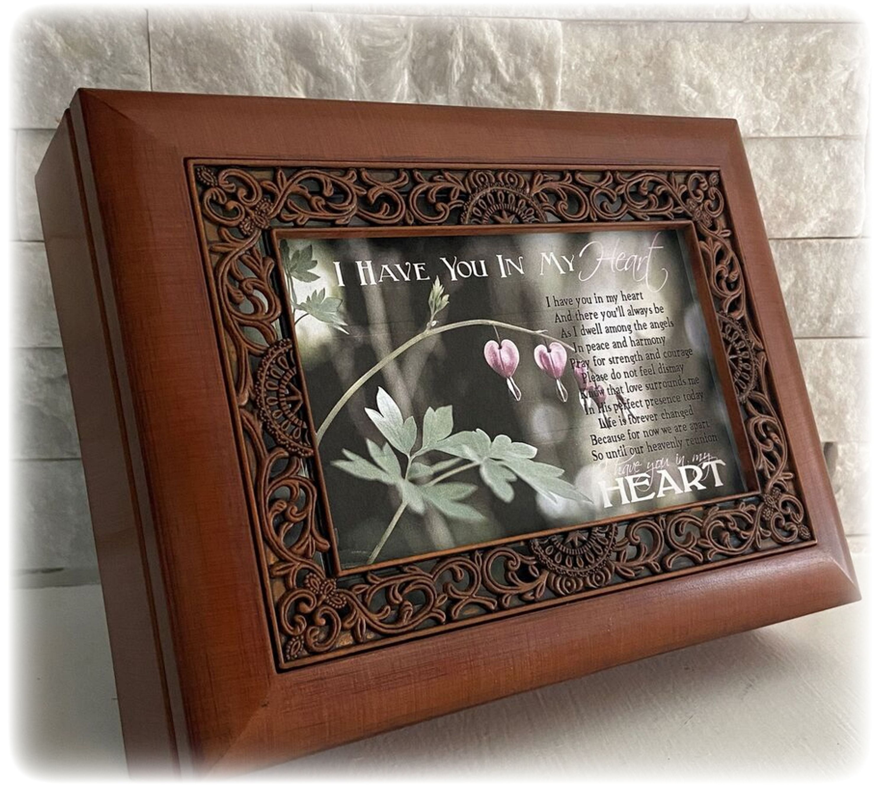 Wooden Music Box Memorial Gift with Condolences Card