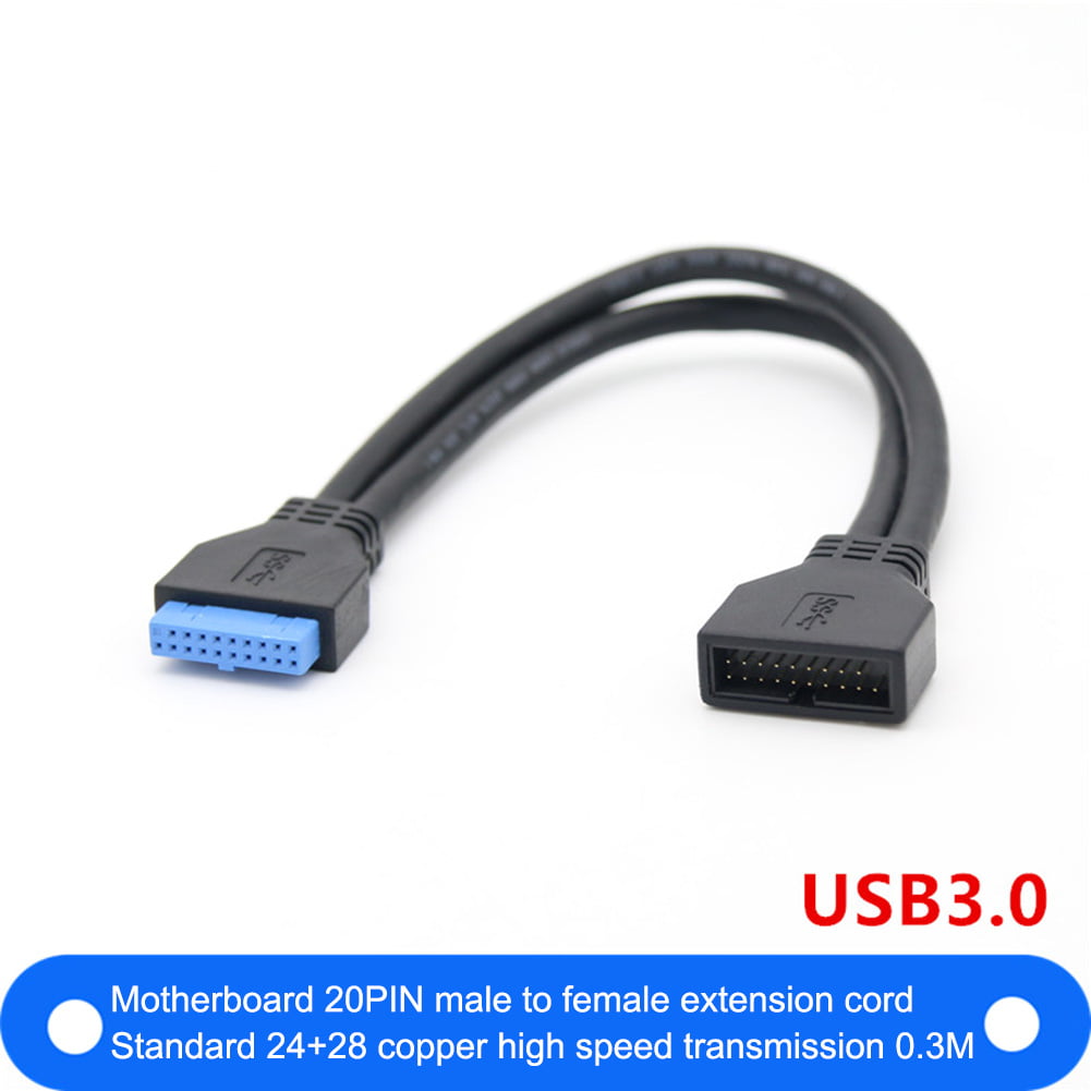 ShineBear Motherboard Mainboard 20Pin USB3.0 Female to Dual USB 3.0 A Female Data Cable Cord Panel Mount 50cm PC DIY Host Case Cable Length: 20cm 