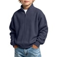 thumbnail image 2 of JOANKDMI Full Zip Up Sweatshirt Boys Waffle Knit Mock Neck Athletic Jacket Long Sleeve Lightweight Activewear with Pockets for Casual Running Fall Workout Tops, 2 of 9