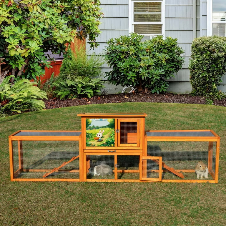 COZIWOW XL 94'' 2-Tier Rabbit Hutch, Guinea Pig House, Chicken