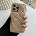 thumbnail image 1 of Fashion 3D Diamond Lattice Leather Texture Down Jacket Case For iPhone 15 14 13 12 11 Pro Max Plus Solid Color Shockproof Cover, 1 of 7