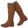thumbnail image 1 of Botas hasta la rodilla Ruiee para mujer, elegantes, punta redonda, color canela, poliuretano, 6.5, 1 of 6