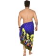 thumbnail image 3 of LA LEELA Men's Pareo Halloween Costumes Pumpkin Sarong Swimwear Cover Up Beach Wrap Summer Swim Trunks for Men One Size Ghost, Witch Blue, 3 of 5