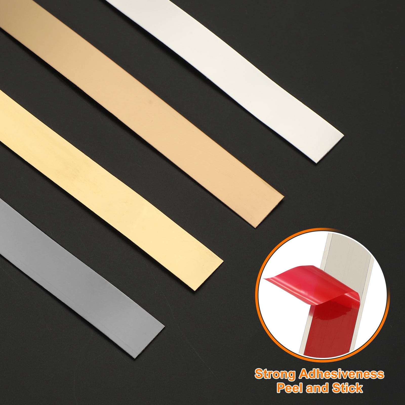 Uxcell Metal Wall Trim 13.1ft x 2.36" Peel and Stick Stainless Steel Trim, Black
