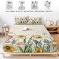 thumbnail image 5 of Full Size Fitted Sheet Set - Colorful Flowers 3 Piece Bedding Sets 16" Deep Pocket Fitted Sheet with 2 Pillowcases Spring Botanical Wild Florals Herbs Brushed Microfiber Hotel Luxury Bed Sheets, 5 of 9