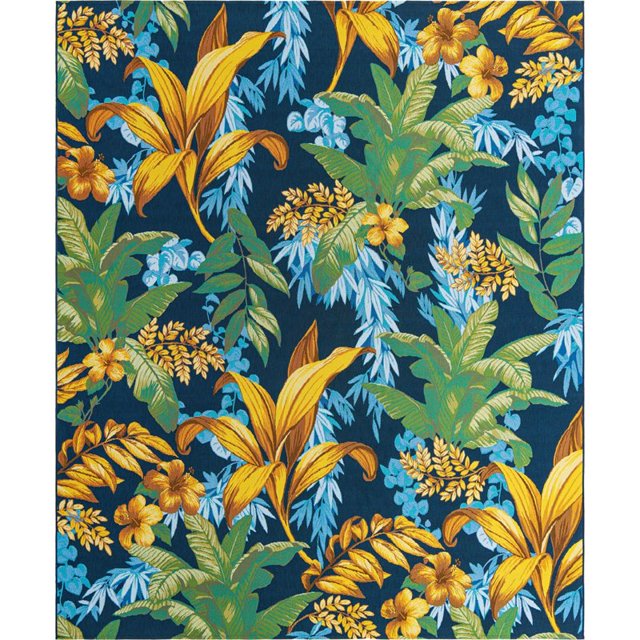 Unique Loom Tapis Côtier Bohème Moderne en Plein Air 9' x 12' Rectangle Bleu/or