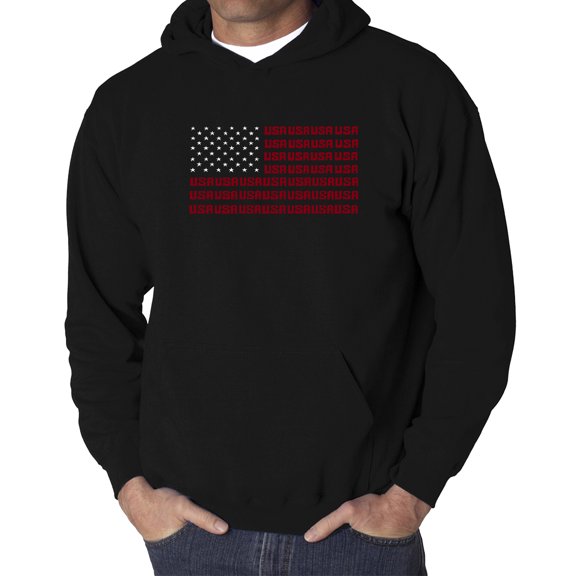 Men's Word Art Hooded Sweatshirt - USA Flag