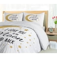 thumbnail image 5 of I Love You to the Moon and Back Duvet Cover Sets, Crescent Moon Loving Feeling Stars Illustration, Bedding Set 2 Duvet Covers & 4 Pillowcases, 2 Pack King Size, White and Dark Mustard, by Ambesonne, 5 of 7