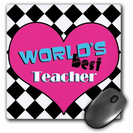 3dRose Worlds Best Teacher Pink - Mouse Pad, 8 by