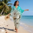 thumbnail image 3 of Xoenoiee Beach Starfish Seashell Print Kaftan Dresses for Women V Neck Summer Swimsuit Cover up Batwing Sleeve Caftan Maxi Beach Dresses Boho Moomoo Dresses, 3 of 7