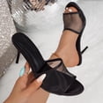 thumbnail image 2 of Gpaecead Women's Mesh Stiletto High Heel Mules Open Toe Breathable Slip On Summer Dressy Evening Party Shoes, Black, 2 of 8