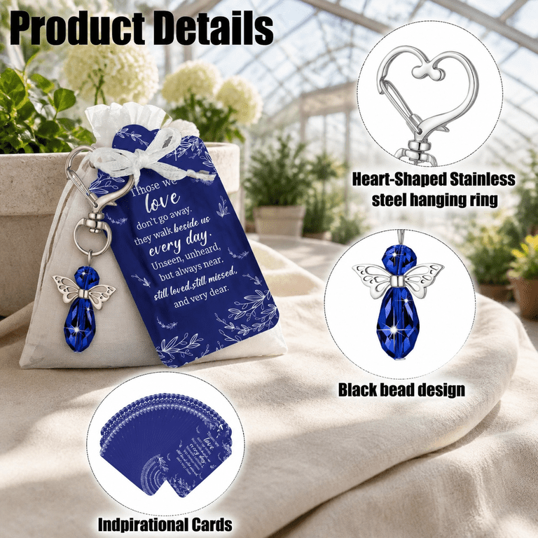 Blue Charming 100 Set Funeral Favors Celebration Of Life Angel Keychain ...