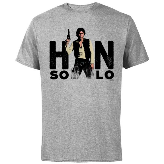 Star Wars Han Solo Letter Replacement Blaster - Short Sleeve Cotton T-Shirt for Adults - Customized-Athletic Heather