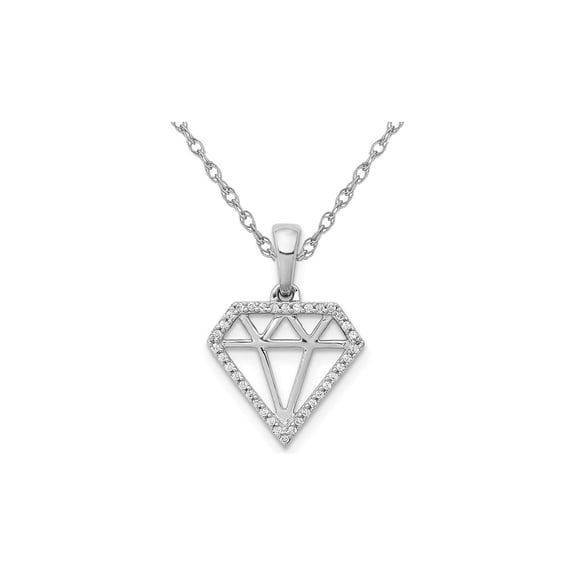 1/10 Carat (Ctw) Diamond Charm Pendant Necklace in 14K White Gold with Chain for Women