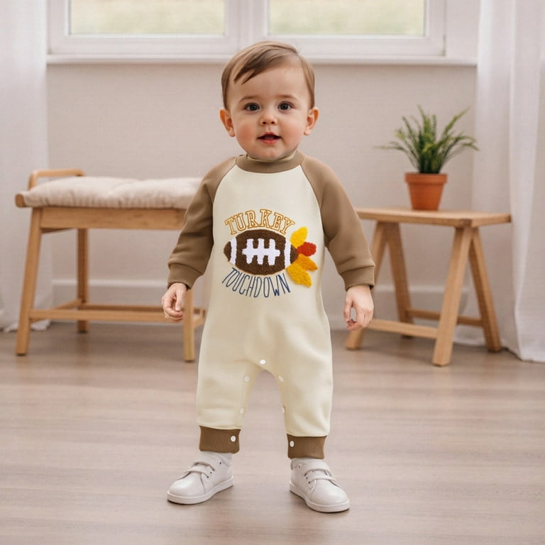 Football Theme Infant Outfit Newborn Baby Boy Clothes Baby Boy Football Outfit Set - Sundays Are For Daddy Print Romper, Rugby Pants & Hat, 3pcs Cotton Combo Football Romper Set Baby Boy