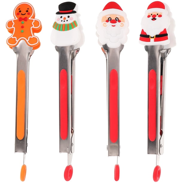 Pinzas antideslizantes para barbacoa, Clips para pan de estilo navideño, pinzas reutilizables para alimentos (estilo aleatorio), 4 Uds.