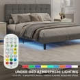 thumbnail image 2 of Upholstered Platform Bed, Queen Size Bed Frame Panel Bed - 43 inch Faux Leather Bedroom Platform w/LED Light Headboard 16 Color Changing LED Lights, 2 of 10