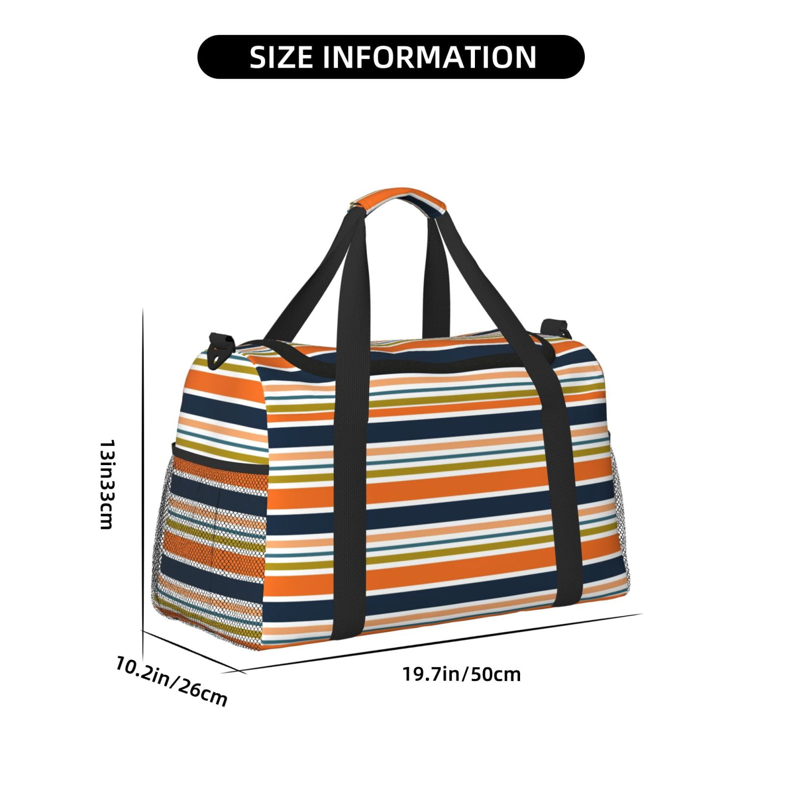 Fuzoiu Colorful Pastel Stripes Print Travel Duffle Bag,Carry On Tote Bags,Duffel Bag,Sport Gym Bag, Hospital Bag for Labor and Delivery, Overnight Bag,Luggage Bag