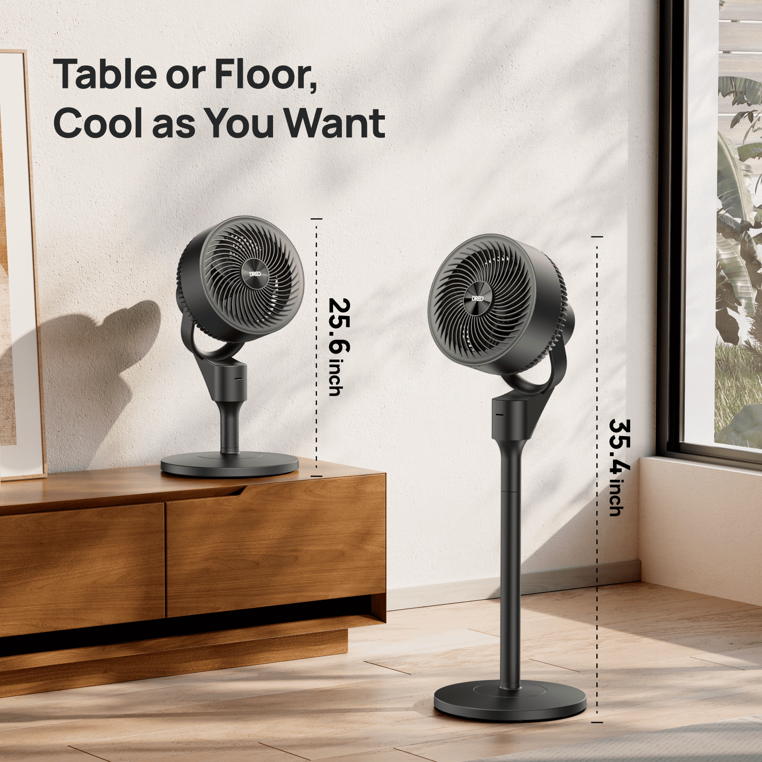 DREO Pedestal Fan for Home, 2-in-1 Oscillating Fans for Table/Floor, 80ft Floor Fan for Room, 3 Speeds, 25dB, AC Motor,80° Horizontal + 90° Manual Vertical Oscillating Standing Fan, Aroma Pad