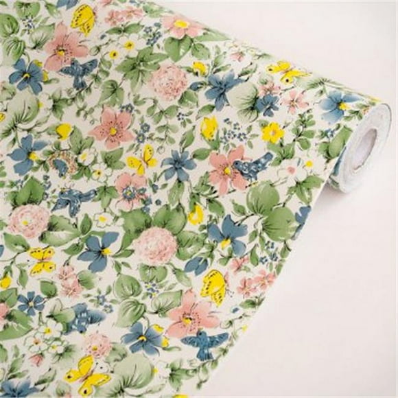 Butterflies Lingering over Flowers - Self-Adhesive Wallpaper Home Decor Roll Multicolor