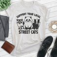 thumbnail image 2 of Support Your Local Street Cats T-shirt, Unisex Women's Men's Shirt, Possum Raccoon Skunk Animal Lover, Heather Ash, X-Small, 2 of 6