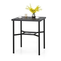 Summit Living Outdoor Bar Table, 38.25"H Metal Patio Square Bistro Table with Umbrella Hole,Black