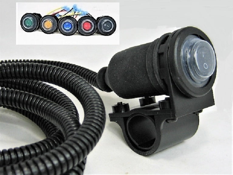 PULSANTE SPDT MONOSTABILE LED ARANCIO 12V IP67 waterproof auto moto round switch 