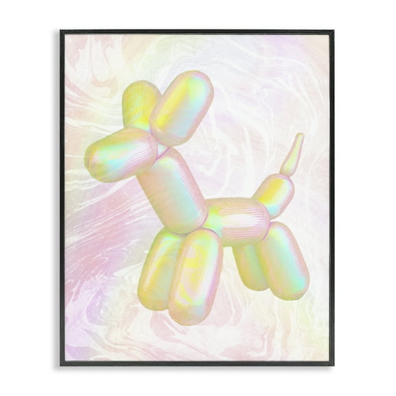 Stupell Industries Yellow Balloon Animal Abstract Painting Black Framed Art Print Wall Art, 11 x 14