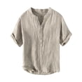 thumbnail image 3 of Men’s Loose Cotton Linen Short Sleeve Shirt Casual Summer Top, 3 of 6