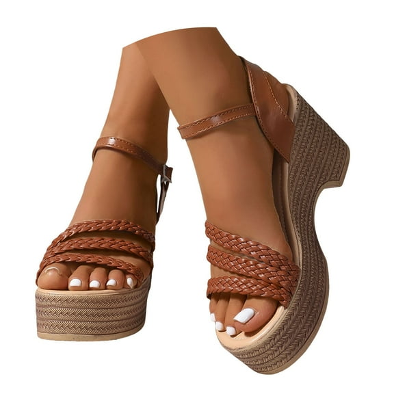 Platform Wedge Dressy Sandals for Women 2025 Summer Beach Fashion Open Toe High Heel Dress Sandals