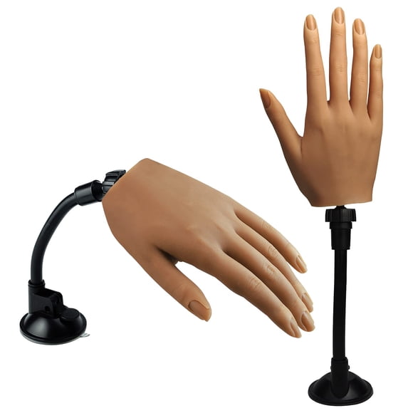 Mano de práctica de silicona para uñas acrílicas, maniquí femenino flexible y flexible, mano de práctica de tamaño natural con soporte para uñas, herramientas de práctica de uñas (3#-mano derecha)