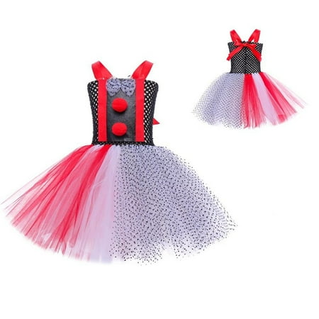 

DSOROZI Clown Performance Dress for GIrls Celebration Holiday Party Clown Girl Dress Red