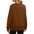 thumbnail image 4 of MOSHU Oversized Sweatshirts for Women Crew Neck Long Sleeve Tops Casual Pullover Sweatshirt Side Split Outfits, 4 of 9