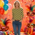thumbnail image 6 of jobturf Mardi Gras Shirts for Women Carnival Holiday Party Tops Lightweight 3/4 Sleeve Blouses Spring Fashion Round Neck Graphic Tees, 6 of 6