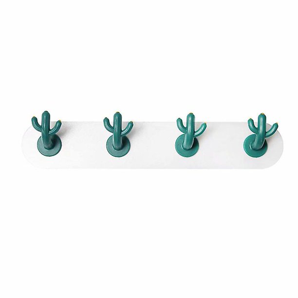 Gancho de cactus Gancho sin costuras de dibujos animados para el hogar Detrás de la puerta Gancho adhesivo para el baño Gancho adhesivo para inodoro sin perforaciones (una fila de 4 ganchos) JAMW Sencillez