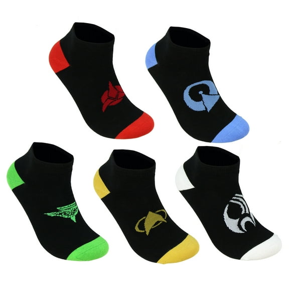 Star Trek Next Generation Mens Starfleet, Klingon, IDIC Vulcan, Borg, Romulan No Show Socks 5 Pack