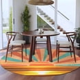 thumbnail image 4 of 8ft Round Rug, Orange Sunset Non-Skid Rubber Backing Large Area Rugs - Living Room Bedroom Home Office, Abstract See Beach Landscape Vintage Indoor Floor Mat Carpets Washable Rug, 4 of 9