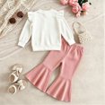 thumbnail image 4 of HCNTES Baby Girl Winter Clothes Girls Outfits Toddler Long Sleeve Tops Shirt Floral Prints Flare-Leg Pants Clothing Set Girls Suit, 4 of 7
