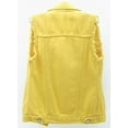 thumbnail image 2 of chouyatou Women's Fashion Sleeveless Regular Lightweight Button Front Candy Color Ripped Denim Vest Jacket, 2 of 5