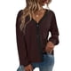 thumbnail image 1 of Cárdigan para Mujer Top con Cuello en V Diseño de Empalme a Cuadros Walf Manga con Hombros caídos Top de Mujer con Botonadura Simple para el hogar al Aire Libre Café Oscuro XXL, 1 of 6