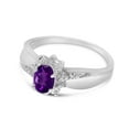 thumbnail image 3 of 10k White Gold Oval Amethyst And Diamond Ring, 3 of 6
