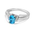 thumbnail image 3 of 14k White Gold Oval Blue Topaz And Diamond Ring, 3 of 6