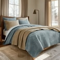 thumbnail image 3 of Levtex Home - Velvet Stitch Quilt Set - Full/Queen Quilt and Two Standard Shams - Cross Stitch Velvet - Taupe with White - Quilt (88x92in.) and Shams (20x26in.) - Reversible - Polyester, 3 of 6