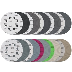 60 Pack Wet Dry Sandpaper, iNUREYE 5 Inch 8 Hole Sanding Disc, 240 400 600 800 1000 1200 1500 2000 3000 5000 Assorted Grit Hook and Loop Sandpaper for Random Orbital Sanders (240-5000 Grit)