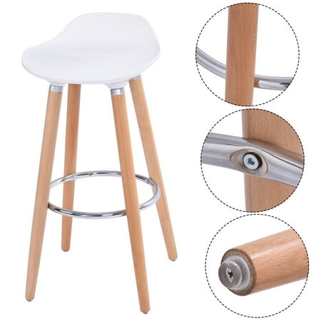 Costway Abs Plastic Bar Stool Breakfast Barstool W Wooden Legs Costway Abs Plastic Bar Stool Breakfast Barstool W Wooden Legs Kitchen Furniture White