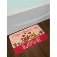 thumbnail image 2 of Valentines Day Bath Mat, Owls in Love Print Cute Partners Couples Boho Style Hearts Flowers Dots, Non-Slip Plush Mat Bathroom Kitchen Laundry Room Decor, 29.5 X 17.5 Inches, Pink Red Yellow, Ambesonne, 2 of 2